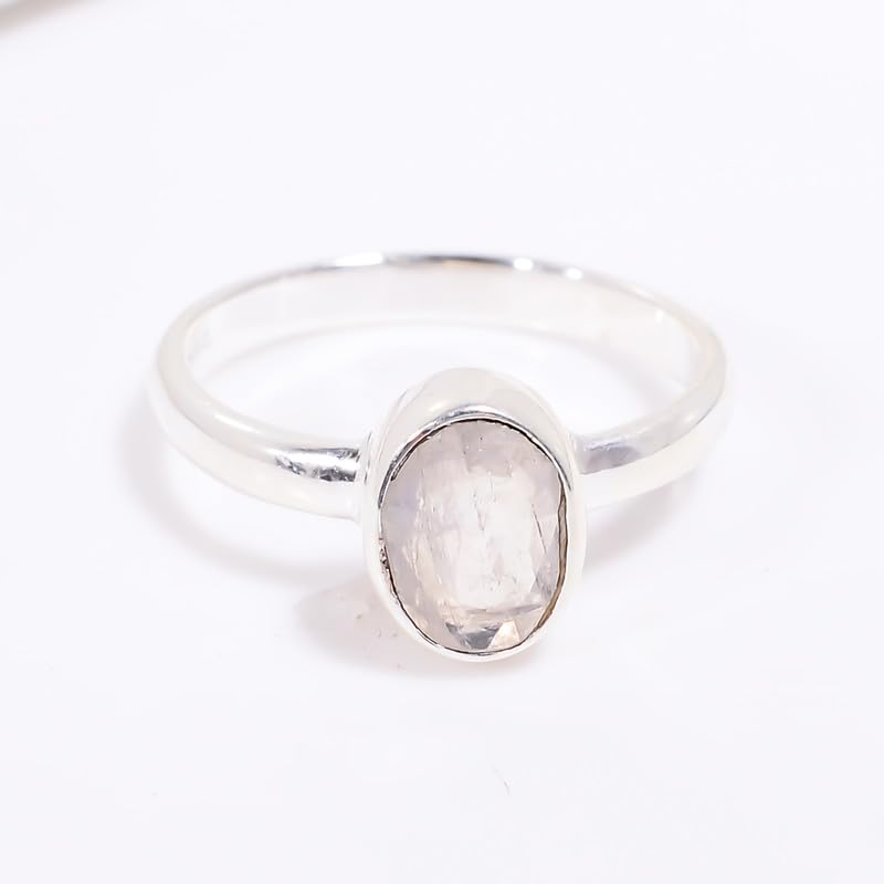 Bague fine pierre de lune en argent 925 hypoallergénique - 3