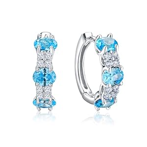 Moissanite Hoop Earrings, Small Huggie Hoops Earrings for Women, 14K Gold Plated Sterling Silver Chunky Hoop Earrings Amethyst/Sapphire/Ruby/Black Diamond Hoop Earrings