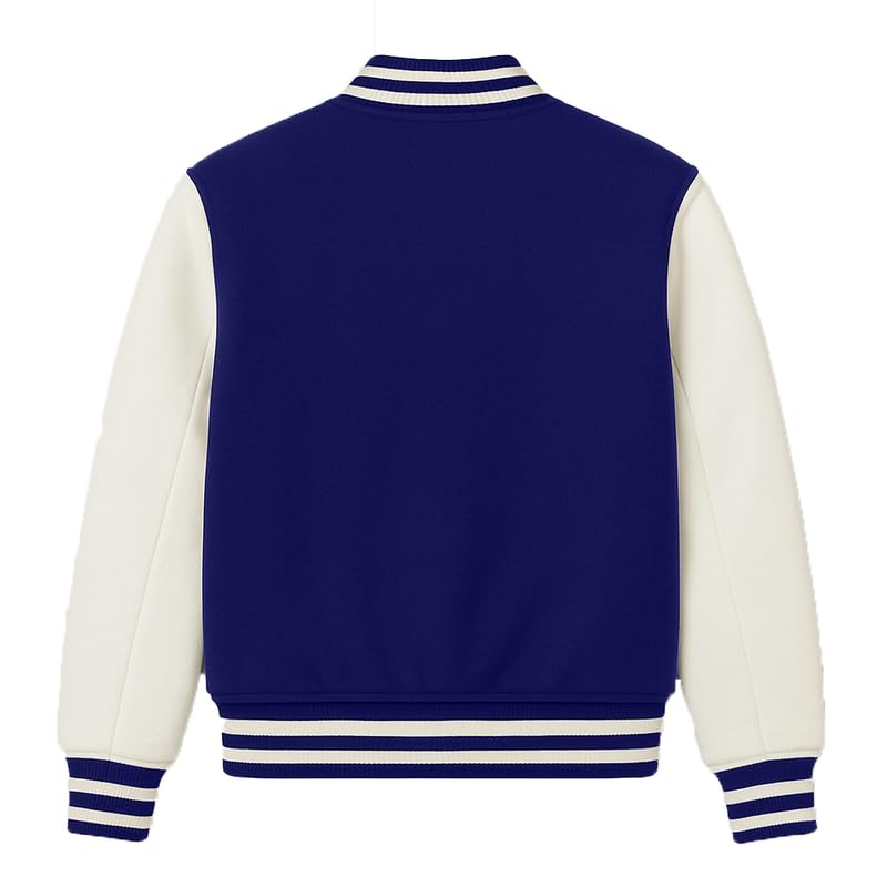 Image of Koverify Cotton Blend Standard Length Long Sleeves Winter Wear Solid Varsity Jacket For Men