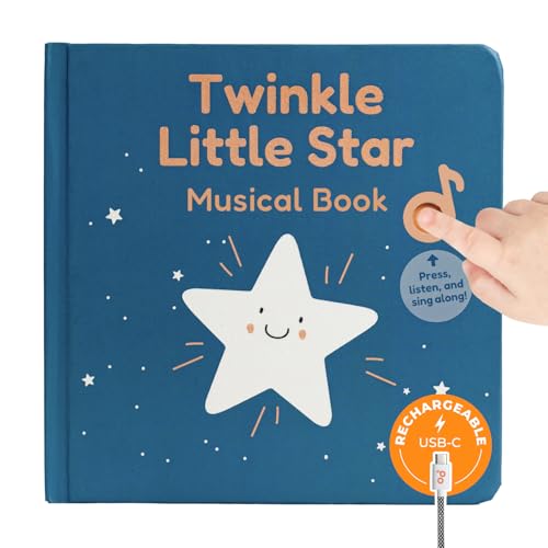 Image of Cali's Books Twinkle Twinkle Little Star – USB-C Rechargeable Musical Book for 1-Year-Old | Sound Book for Toddlers 1-3 with Bedtime Lullabies – Nursery Rhymes Musical Book