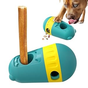 Dog Puzzle Toys Dog Treat Dispensing with Bully Sticks Holder Security Hold Device Interactive Toy to Keep Them Busy Puppy Slow Feeder Securely Holds Bully Sticks to Help Prevent Choking M Green