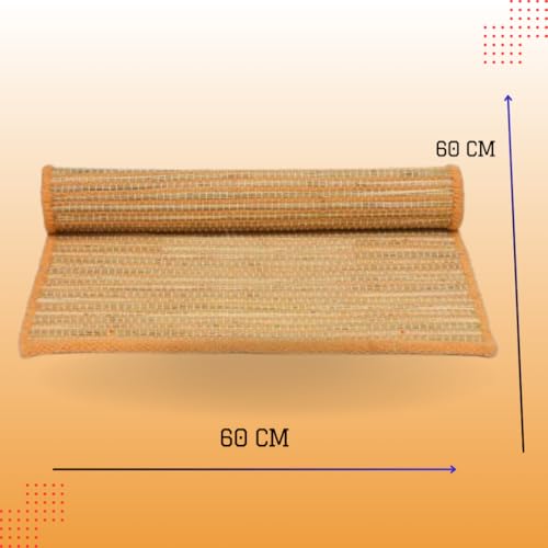 Image of SHYAMA KUSHA AASAN (Kusha Grass and Wool Aasan for Puja, Meditaion & Japa 60 * 60 Cm With Cover) (ORANGE)