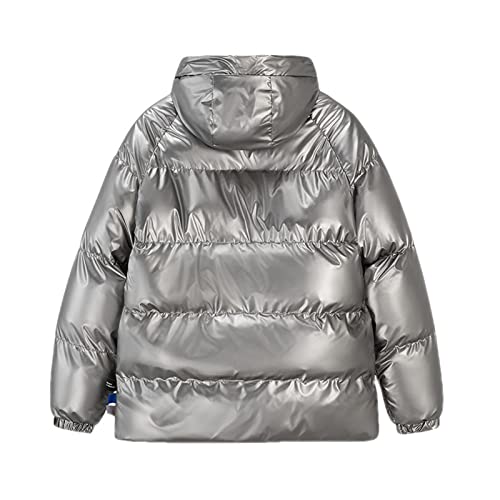 Generic Casaco bomber casual masculino casual com zíper metálico brilhante curto, jaqueta de algodão