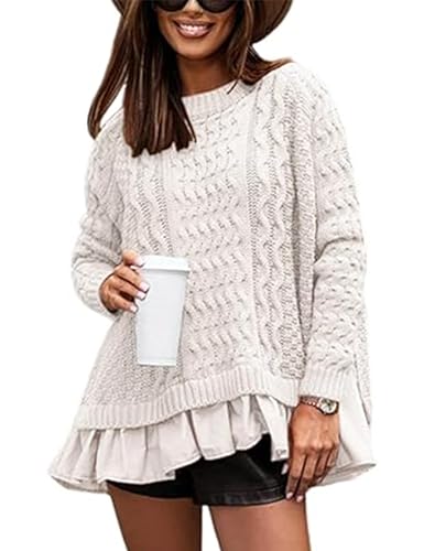 RIATOUR Women's Cable Knit Sweater Oversized Long...
