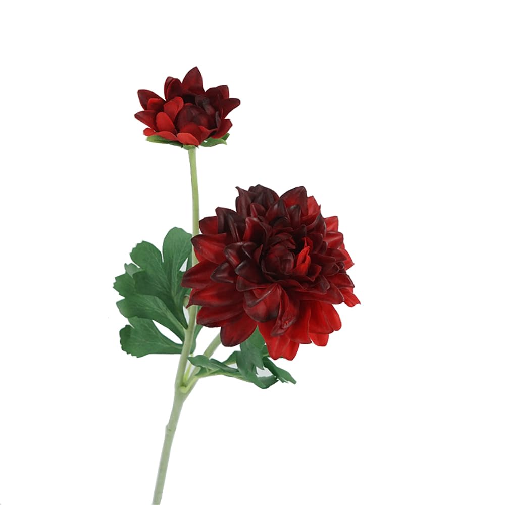Sztuczne kwiaty na stół, Touch Silk Dahlia 3szt. Długa łodyga Dekoracja ślubna Bukiet ślubny(Deep Pink)