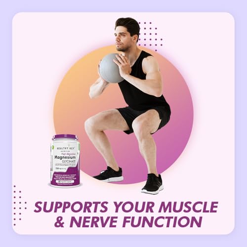 Image of HealthyHey Nutrition Magnesium Glycinate High Absorption for Sleep, Cramps, & Nerves Health -60 Vegetable Capsules