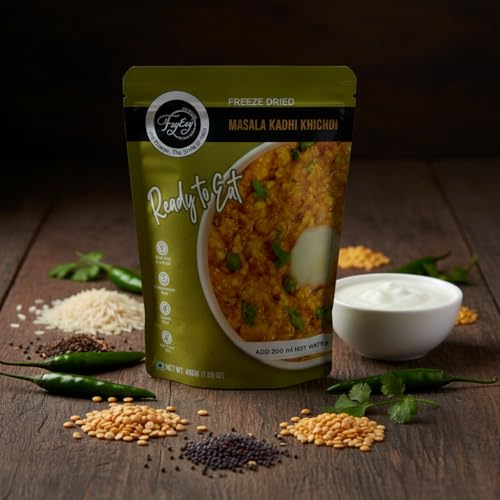 Image of FzyEzy Freeze-Dried Masala Kadhi Khichdi | Ready-to-Eat Instant Meal | Authentic Indian Comfort Food | Gluten-Free, Preservative-Free, Healthy & Tasty | 48g