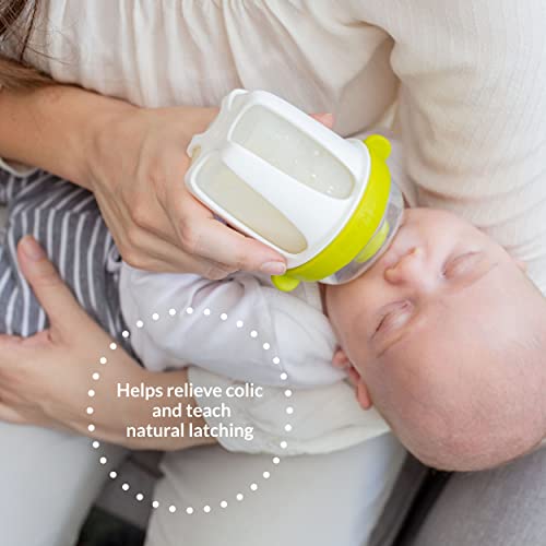Kiinde Active Latch Silicone Baby Bottle, Anti Colic, Leak Proof, Easy To Clean, Includes 2 Medium Flow Active Latch Nipples With Covers, 4 Ounce, 2 Count, Blue #TOP3