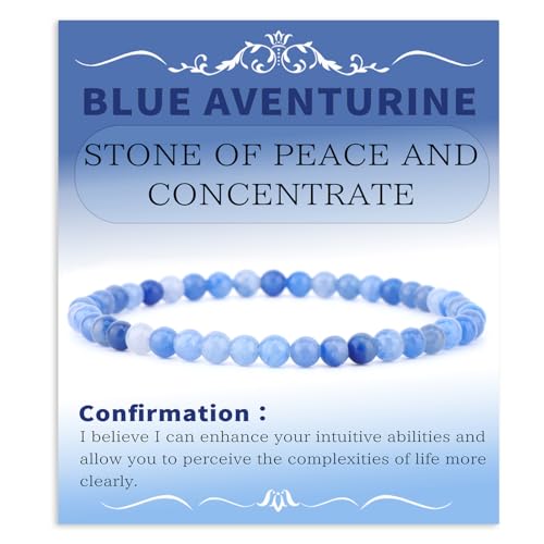 Bymitel 4mm Blue Aventurine - Handmade Reiki Gemstone Stretch Bracelet, Natural Beauty & Spiritual Essence, Crystal Healing for Unisex Adults