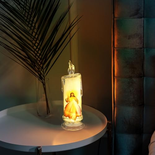 Lámparas de vela LED de Jesús en pack de 4 unidades con base de plástico resistente 3