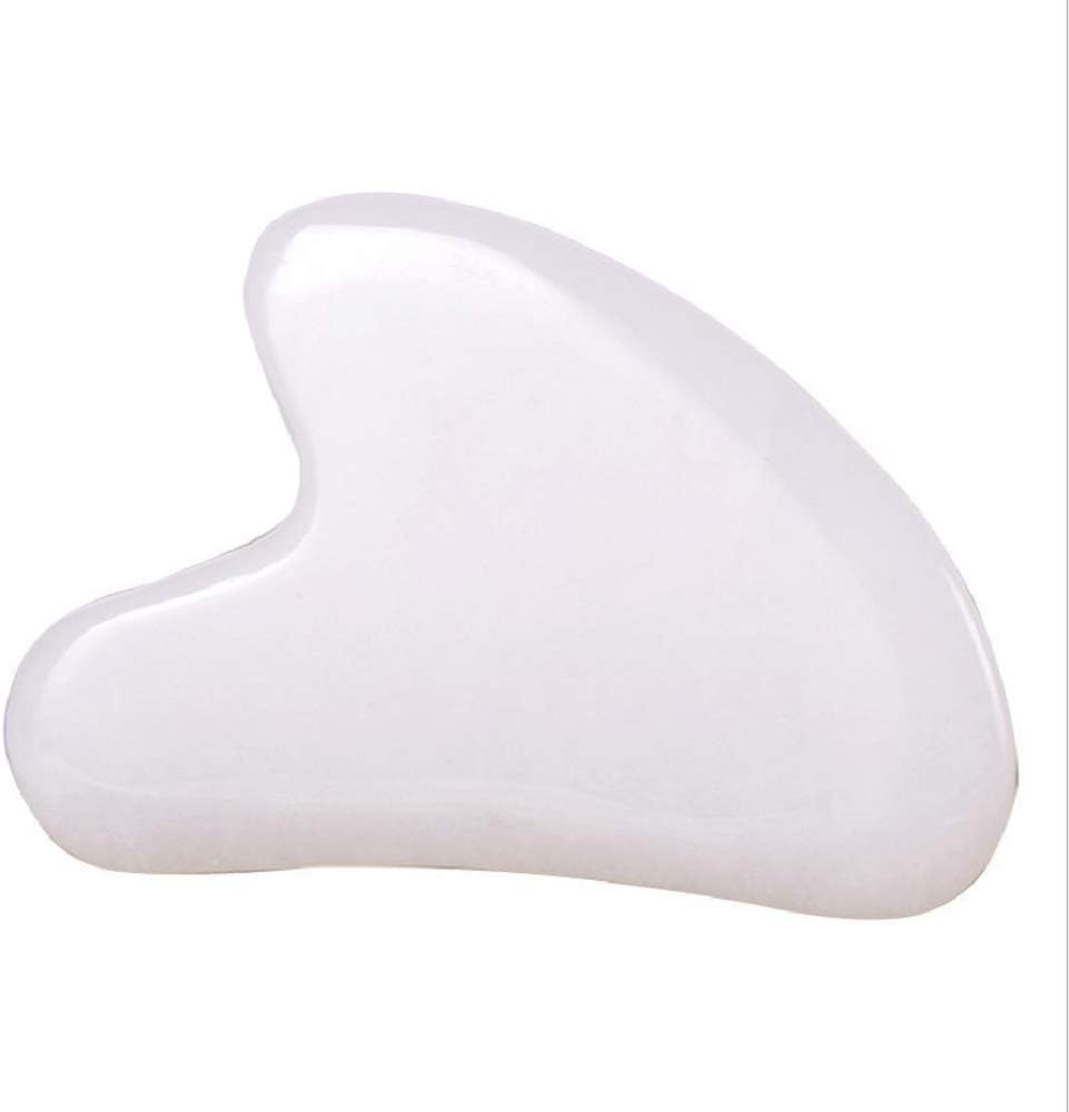 Gua Sha Crystal Jade Stone Board for Skincare, Scraping Face Back Massage Relax Therapy Trigger Point Treatment(White Jade)
