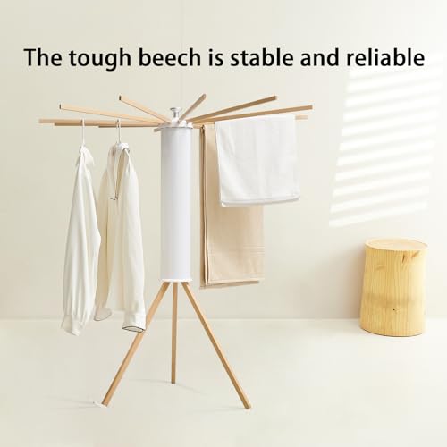 JOOM Tripod Clothes Drying Rack, Garment Rack Portable and Foldable Space Saving Laundry Drying Rack - Drying Rack Clothing 12 Rods Wooden by JOOM - Used condition - Image 4