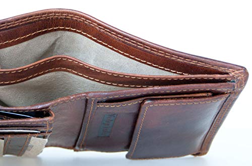 Men's Brown Glazed Durable Genuine Leather Wallet Bullburry with RFID (Data Protection)4