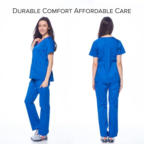 Dagacci Scrubs for Women Set – Stretch Medical Uniform, Contrast Binding Top and Pants Womens Scrub Sets - Image 3