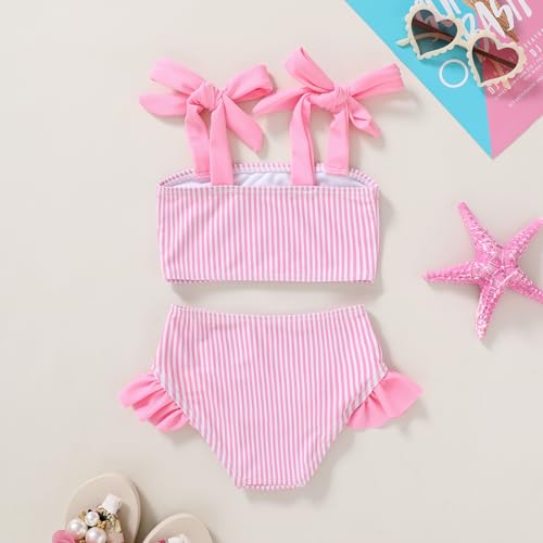 image for YOUNGER TREE Toddler Girls Two Pieces Swimsuit Color Block Stripe Swim