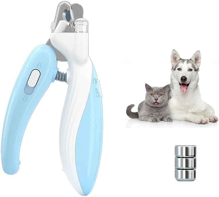 Dog & Cat & Birds Nail Clipper and Trimmer with LED Light, Easy to Cut Toenail to Avoid Bloodline, Durable Stainless Steel Blade (Blue)