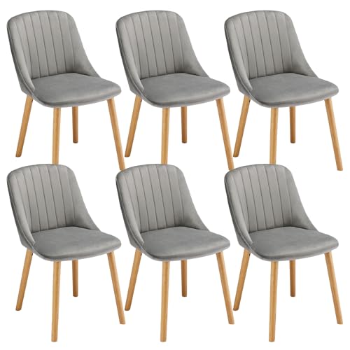 Goeurvant Chaises Bois Salle a Manger Lot de 6, Chaise Velour de Cuisine Moderne Rembourrée avec...