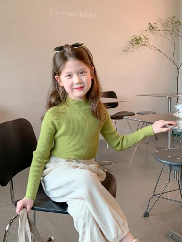 Image of Girls Mock Neck Ribbed Knit Sweater, Long Sleeve Pullover Top