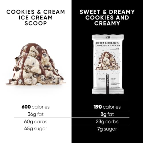 Image of TRUBAR Vegan Protein Bar, Sweet & Dreamy Cookies and Creamy, Gluten Free, Plant Based Protein, Dairy Free, Non GMO, Soy Free, No Sugar Alcohols, 12G Protein, 12G Fiber, 23G Carb,Snack Bars, 12ct