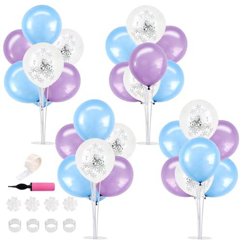 Image of TONIFUL 4 Macaron Blue Purple Balloon Stand Balloon Centerpieces for Table