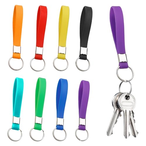 INBOLM Paquete múltiple de llaveros con etiquetas, llavero de pulsera, llavero para llaves de coche, llavero de identificación resistente de silicona, 8 unidades, Talla única