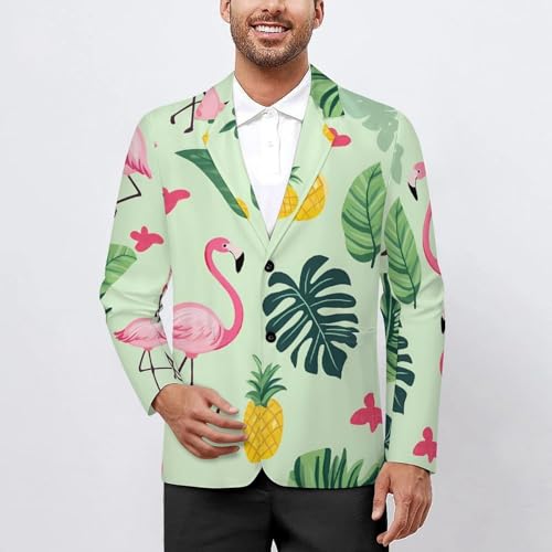 Flamingo Men's Blazer Printed Button Suit Jacket Slim Sport Coat Blazers2