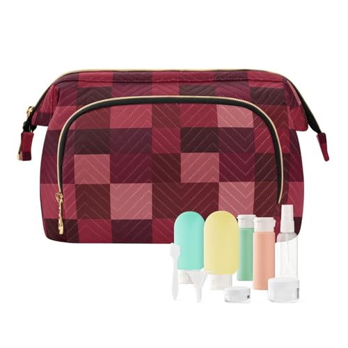 Borsa cosmetica unica bianco rosso con cerniera da appendere borsa da toilette da viaggio da donna portamonete per cosmetici da 13 1 size