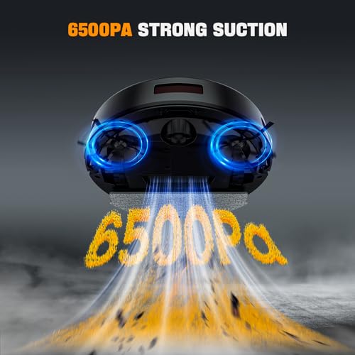 Image of Robot Vacuum and Mop Combo, 6500Pa Strong Suction, 2 in 1 Robotic Vacuum with Gyro Inertial Navigation, 200 Min Runtime, App /Wi-Fi /Voice Control, Slim, for Pet Hair, Hard Floor, Carpet