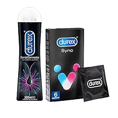 Durex Sync Preservativi, 6 Profilattici Ritardanti con Rilievi e Nervature e Durex Gel Lubrificante Eternal da 100ml