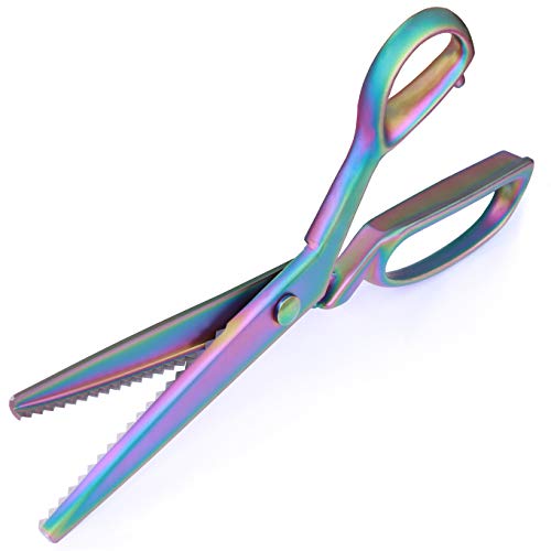 Hui Tong TitanÜberzug 10 Zoll zackenschere stoffschere,Hochtemperaturbehandlung der Klingen für erhöhte Härte und Schärfe(Gezahnt 5mm) Cover