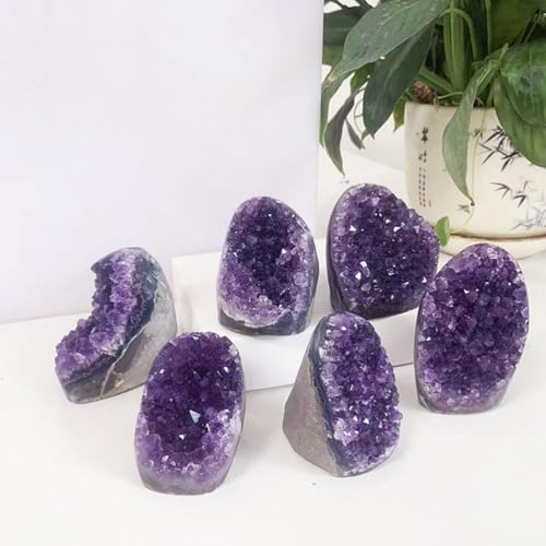 Améthyste cluster cristal violet : géode de pierre naturelle pour décoration intérieure