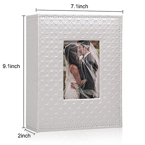 RECUTMS-200-Pocket-Album-4x6-Small-Photo-Albums-PU-Leather-Cover-Wedding-Album-Family-Baby-Anniversary-Graduation-Travel-Album-Personalized-Cover-Photo-Book-White