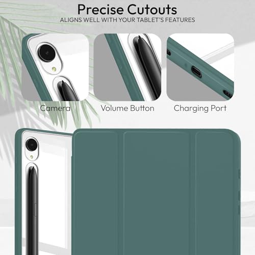 Image of Robustrion Cover Case for Samsung Galaxy Tab S10 FE Plus 13.1 inch Cover with [Pencil Holder] Hybrid Cover for Samsung Tab S10 FE Plus 13.1 inch Tablet [Auto Sleep Wake Support] - Dark Green