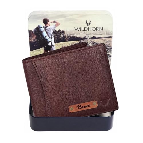 Image of WildHorn customised Gifts for Men | Personalized Leather Wallet for Mens -Name /Logo Printed on Wallet I UniqueGift Ideas Men Boy Love Husband Employees Clients