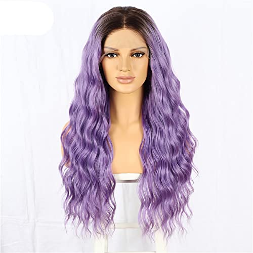 Perruque synthétique violet clair longue bouclée INPETS 28 pouces