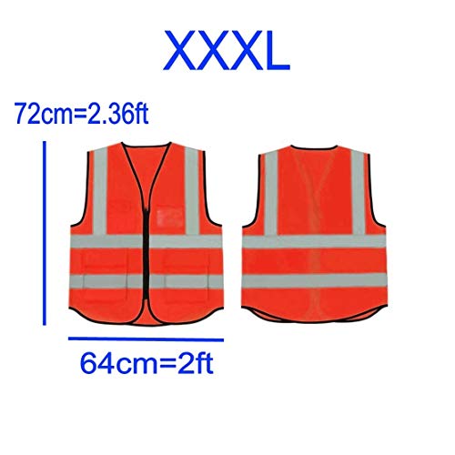 JZK Orange XXXL mesh Safety Vest with Pockets and Zipper - Image 3