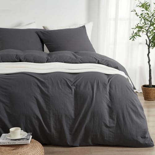 Duvetnova Bettwäsche 135x200 Grau Einfarbig 4teilig Superweiche Vorgewaschene Mikrofaser Baumwollähnlich ÖKO-TEX 2 Bettbezüge 135 x 200+2...