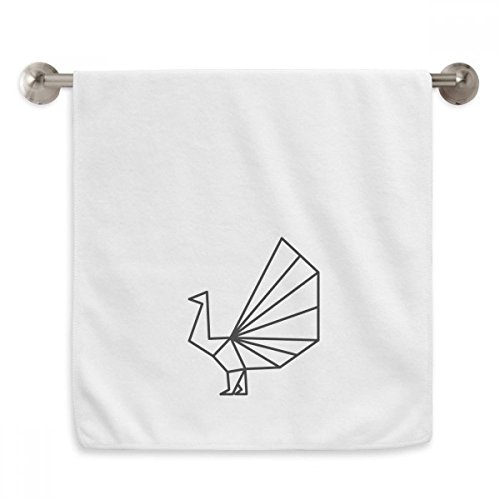 Serviette débarbouillette paon géométrique blanche 13x29 pouces essuie-mains moelleux - 2