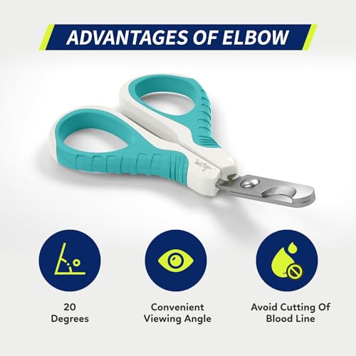Image of WePet Pet Nail Clippers U07.1, Professional Claw Trimmer, Bended Scissor Special for Cats, Kittens, Dogs, Puppies, Small Animals, White /Pine Green