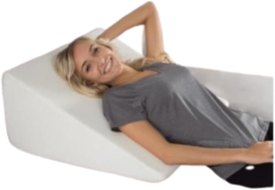 Extra High Wedge Memory Foam Pillow with Bamboo Fiber Cover-Great for Snoring, Better Sleep (Ivory)