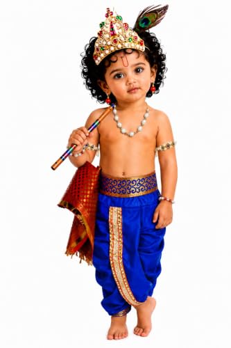 Image of BLU VAPOUR Krishna dress for Kids, krishna dress for baby boy, kanha dress for kids, krishna costume for baby boy,krishna costume for Janmashtami,3 Months-8 Years