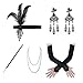 5pcs 1920s Costume Dress Accessories Set Headband Necklace Gloves Plastic Holder for Women Gatsby Cosplay Opera Costumes Black