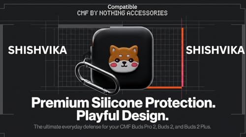 Image of SHISHVIKA Ultra Armor Silicone Case Cover Compatible for CMF by Nothing Buds Pro 2 / Buds 2 Plus /Buds 2 (Sticker Shiba, Cartoon)