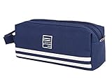 Dimensiones: 20 x 8,5 x 9 cm Estuche escolar de Oxford de gran capacidad con 2 compartimentos, estuche para lápices, doble cremallera, bolsa para bolígrafos para mujeres, hombres y niñas, 21 cm, azul oscuro, talla única
