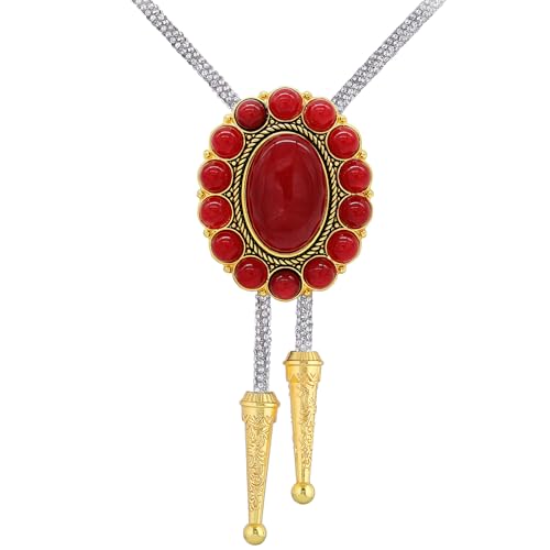 Image of GelConnie Bolo Tie for Men Women Western Cowboy Turquoise Leather Necktie | Natural Stone Bolo Tie Necklace for Women Rodeo Cowboy Leather Necktie Native American Western Cowgirl Ties Adjustable Cord