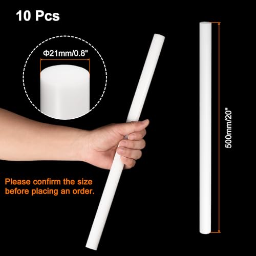 Image of uxcell 10 Pcs White Plastic Rods 21 x 500mm ABS Styrene Round Stick Round Solid Bar DIY Model for DIY Toys Building Making Architectural Model Making
