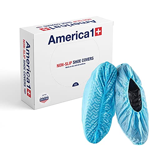 America 1 Non Slip Disposable Shoe Covers Pack Of 100 | Disposable Shoe And Boot Covers For Wet Or Dry Surfaces | Floor And Shoe Protector For Workplace, Construction, Indoor Carpets | One Size #TOP28