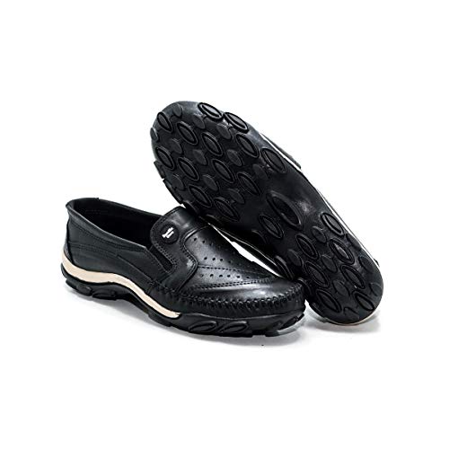 Mocassim Sapatilha Masculina Couro Legítimo Exclusive Romelks - 2020 - Preto Cor:Preto;Tamanho:37