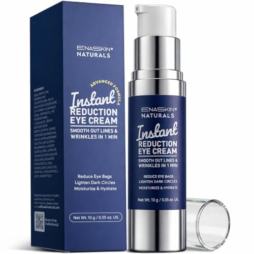 Enaskin Naturals Instant Eye Cream & Face Lift - No White Residue Rapid Wrinkle Filler - Under Eye Bags & Puffiness Remover - Dark Circles Treatment - Temporary Firming Serum for Women & Men - 0.35 oz