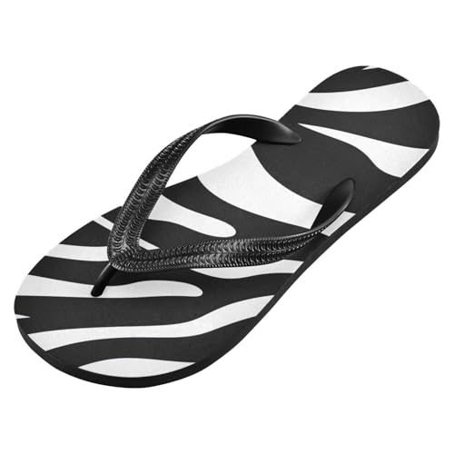 Black White Zebra Print Men's & Women's Classical Beach Rubber Sandal Flip Flop Comfortable Slipper 214A4473